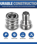 Three Quarter Inch Stainless Steel Garden Hose Quick Connect Fittings Set Of 4 Plug And Coupler, Durable 304 Stainless Steel