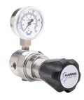 High Purity Stainless Steel Gas Regulator For Nitrogen Helium Argon Carbon Dioxide Hydrogen Oxygen, Model HP743, side view