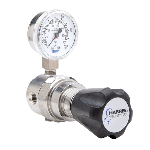 High Purity Stainless Steel Gas Regulator For Nitrogen Helium Argon Carbon Dioxide Hydrogen Oxygen, Model HP743, side view