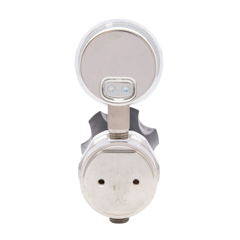 Front view of High Purity Stainless Steel Gas Regulator Model HP743 for Nitrogen Helium Argon Carbon Dioxide Hydrogen Oxygen.