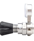 Side view of High Purity Stainless Steel Gas Regulator For Nitrogen Helium Argon Carbon Dioxide Hydrogen Oxygen 0 To 500 PSIG Single Stage Pipeline Regulator Model HP743