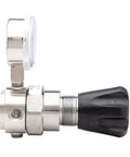 Side view of High Purity Stainless Steel Gas Regulator For Nitrogen Helium Argon Carbon Dioxide Hydrogen Oxygen 0 To 500 PSIG.