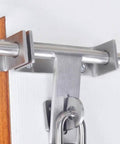 Sliding Bolt Gate Latch with Padlock Hole Heavy Duty 304 Stainless Steel Barrel Door Latch Brushed Finish installed on wooden gate