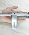 Hand holding Sliding Bolt Gate Latch with Padlock Hole Heavy Duty 304 Stainless Steel Barrel Door Latch Brushed Finish