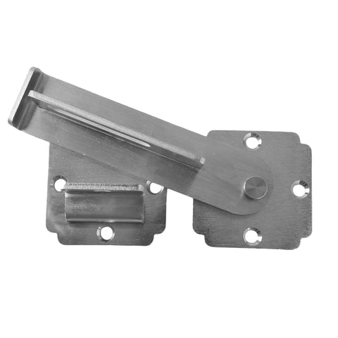 Front view of Heavy Duty Stainless Steel Gate Latch With Padlock Hole, 4mm Thick Construction, Adjustable 0.2 To 2 Inches Gap.