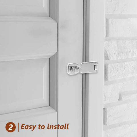 Installed marine-grade stainless steel gate latch on white exterior door