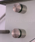 Stainless Steel Glass Clamp Standoffs Round Large Heavy Duty 2 Inch Inline Design Pack Of 2 Satin Finish installed view