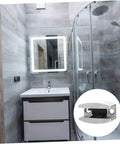 Experience a quiet, draft free doorway with an adjustable stainless steel swing stopper and glass fixing locator in a modern bathroom.