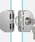 Stainless Steel Glass Door Lock Double Sided For Half Inch Glass Or Sliding Doors Brushed Finish Includes 3 Keys Copper Core For Enhanced Security Weather Resistant Rustproof Construction Ideal For Home And Commercial Use