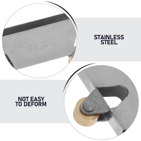 Close-up of stainless steel 6Pcs Sliding Glass Door Wheels Kit For Cabinet Closet Wardrobe Replacement Roller Set.