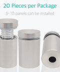 Stainless Steel Glass Standoff Screws Set For Signs, Twenty Pack, Three Quarters Inch By One And Five Eighths Inch Mounting