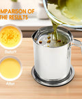 Stainless Steel Grease Container With Fine Mesh Strainer 2L Bacon Fat Oil Jar Dust Proof Lid Non Slip Tray For Kitchen Storing Frying Cooking Grease Keeps Oil Clean And Debris Free Chihee