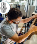 Technician using 6 Pcs Stainless Steel Straight Grease Fittings M6 X 1mm Thread Hydraulic Zerk Nipples in workshop setup