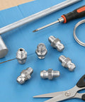 6 Pcs Stainless Steel Straight Grease Fittings M6 X 1mm Thread Hydraulic Zerk Nipples with tools for machines and industrial equipment