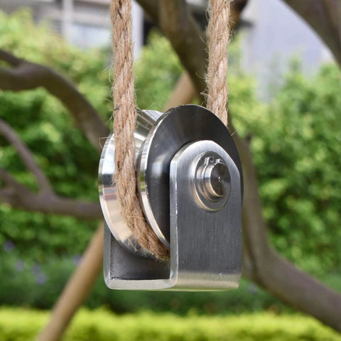 Grooved Wheel Pulley Block Pulley Wheel Stainless Duplex Bearing Silent Detachable Heavy Duty Traction Wheel for Material Handling