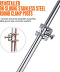 Portable Ground Rod 32 Inch Long 3/8 Inch Diameter Stainless Steel 304 With Preinstalled Ground Clamp Posts for Electric Fences