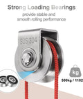 Close-up of stainless steel wheel with SUS 304 marking, part of 2 Pack 2.7 Inch H Groove Wheel Sliding Gate Caster With Bracket For Inverted Track 0.98 Inch Wide Groove 8mm Deep 1102 Lbs Capacity Per Wheel for garage doors.