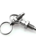 Image of 2 Pack Non Lock Out Stubby Knob Plungers Hand Retractable Spring Plungers With Pull Ring Stainless Steel Construction M6 Thread.