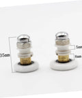Sliding Door Hanging Roller 4 Pcs Set For Shower RV Bathroom Cabinet Stainless Steel Axle Replacement Wheels close-up view