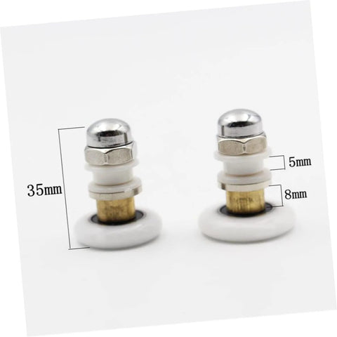 Sliding Door Hanging Roller 4 Pcs Set For Shower RV Bathroom Cabinet Stainless Steel Axle Replacement Wheels close-up view