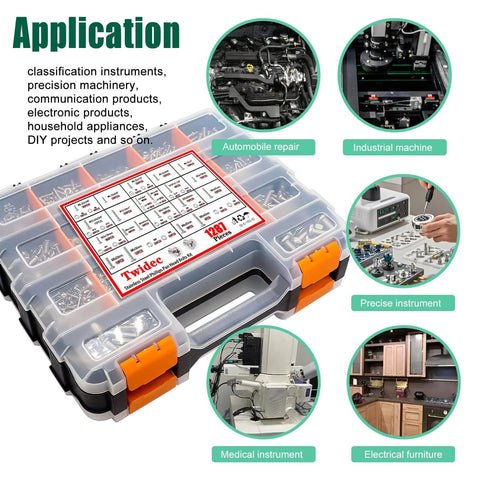Twidec/2002PCS 304 Stainless Steel Hardware Assortment Kit with double sided organizer box for various applications