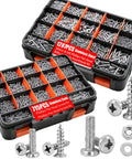 Twidec/2002PCS 304 Stainless Steel Hardware Assortment Kit with screws, bolts, and washers in double-sided organizer box.