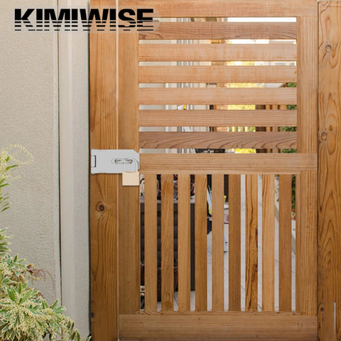 3 Inch Stainless Steel Hasp Latch Heavy Duty Brushed Finish For Fence Gates Doors And Cabinets, installed on wooden gate