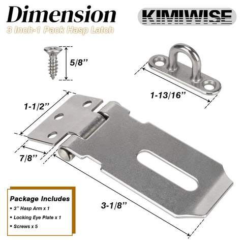 Stainless Steel Hasp Latch Heavy Duty Padlock Latch For Gates Doors Cabinets And Sheds 3 Inch Safety Hasps With Screws Rust Resistant