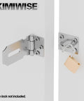 3 Inch Stainless Steel Hasp Latch Heavy Duty Brushed Finish for cabinets with padlock, shown on white door.