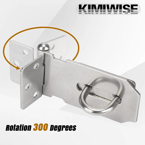 3 Inch Stainless Steel Hasp Latch Heavy Duty Brushed Finish For Fence Gates Doors And Cabinets, 300-degree rotation
