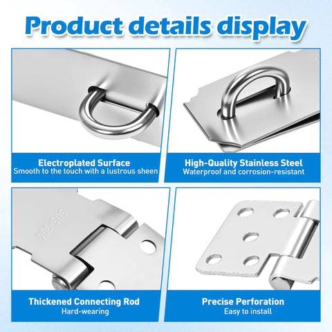 Product details of 3 Inch Stainless Steel Door Hasp Latch Made From 304 Stainless Steel With Extra Thick Brushed Finish Includes Screws