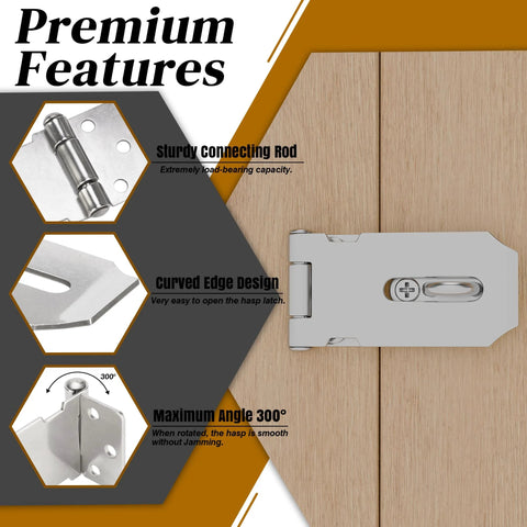 Stainless Steel Hasp Latch Heavy Duty Padlock Latch For Gates Doors Cabinets And Sheds 3 Inch Safety Hasps Installed on Door