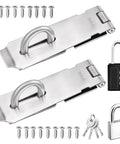 5 Inch 304 Stainless Steel Hasp Latch Set With Combination Lock And Padlock Heavy Duty Gate And Door Security Latch Kit Including 18 Mounting Screws Two Pack Easy Installation