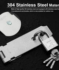 304 stainless steel hasp lock with combination lock and key lock, 5-inch, includes clasp and keys, rust-resistant, weatherproof.