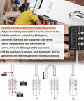 Manual instructions beside 5 Inch 304 Stainless Steel Hasp Latch Set With Combination Lock And Padlock Heavy Duty Gate And Door Security Latch Kit.