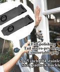 5 Inch 304 Stainless Steel Hasp Latch Set 2 Pack With Padlock And Combination Lock Black Heavy Duty Installed on Door