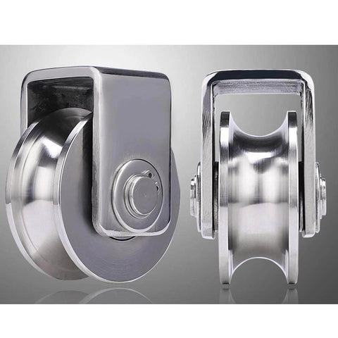 Pulley,Pulley Wheel, 2pcs Heavy Duty Track Pulley,304 Stainless Steel Translation Directional Roller,for Round Tube,Wire Rope Rail