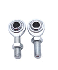 Close-up of stainless steel 3/8 Heim Joint for 5 1/2 Adjustable Tensioning Rod Alternator Bracket, SBC BBC engines.