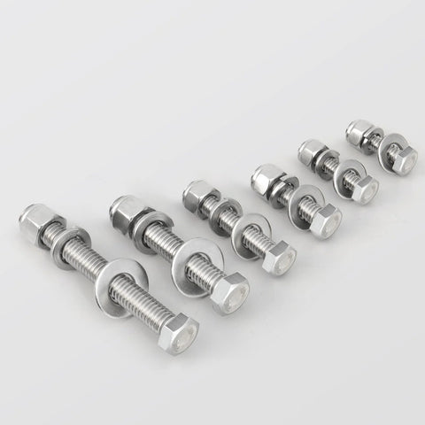 3/8-16 X 2 Inch Hex Bolts Kit With Lock Nuts Flat Washers And Lock Washers In 304 Stainless Steel 18-8 for Heavy Duty Applications