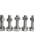 Stainless 1/4-20 x 1-1/4 Inch Hex Bolts and Nuts Kit With Flat Washers and Lock Washers, 304 Steel, Fully Threaded Fasteners