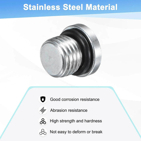 6 Pack 7/16-20 UNF Inner Hex Head Pipe Plug, Carbon Steel Socket Fitting with O Ring Seal and corrosion resistance features