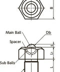 Stainless Steel Hex M12 Bolt Hexagon Head Screw Type Ball Transfer Unit for Upward Facing Applications - VXB Ball Bearings