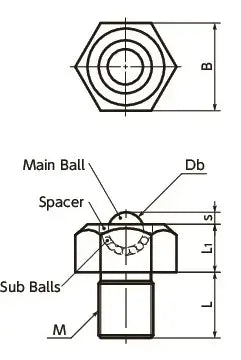 Stainless Steel Hex M6 Bolt Hexagon Head Screw Type Ball Transfer Unit for Upward Facing Applications - Buy Bearings online - Fast US Shipping
