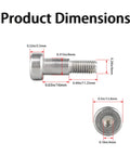 Product dimensions of 5 Pack 8xM6x16 Hex Socket Shoulder Bolts Stainless Steel Heavy Duty Hardware with detailed measurements shown.