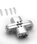 One And Three Quarters Inch Stainless Steel Hidden Hinge For Frameless Kitchen Cabinets, 180 Degree Invisible Cross Concealed Hinges With Screws