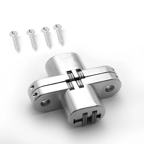 One And Three Quarters Inch Stainless Steel Hidden Hinge For Frameless Kitchen Cabinets, 180 Degree Invisible Cross Concealed Hinges With Screws