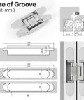 Onedaful 2-pack 6-inch stainless steel hidden door hinges; concealed 180-degree swing, 170-lb load