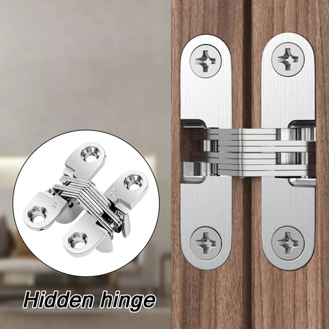 Four Pack Stainless Steel 180 Degree Hidden Hinges For Doors And Cabinets installed, showing durable construction and smooth operation.