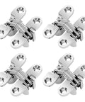 Four Pack Stainless Steel 180 Degree Hidden Hinges For Doors And Cabinets displayed on white background