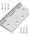 Heavy Duty 304 Stainless Steel Door Hinges Four And One Half Inch By Four Inch Ball Bearing Full Mortise Square Corner Two Pack